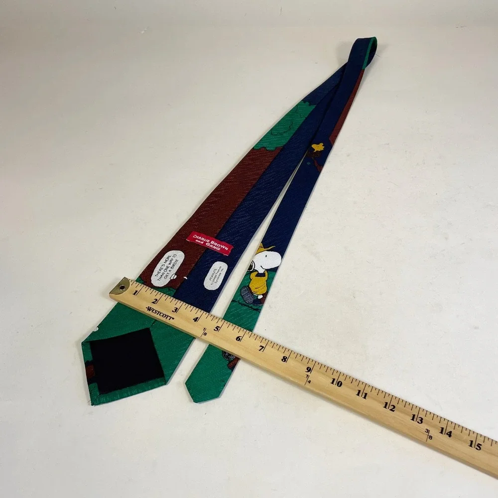 Peanuts‎ Snoopy Golf Tie Charlie Brown and Gang Mens Blue Green Polyester USA